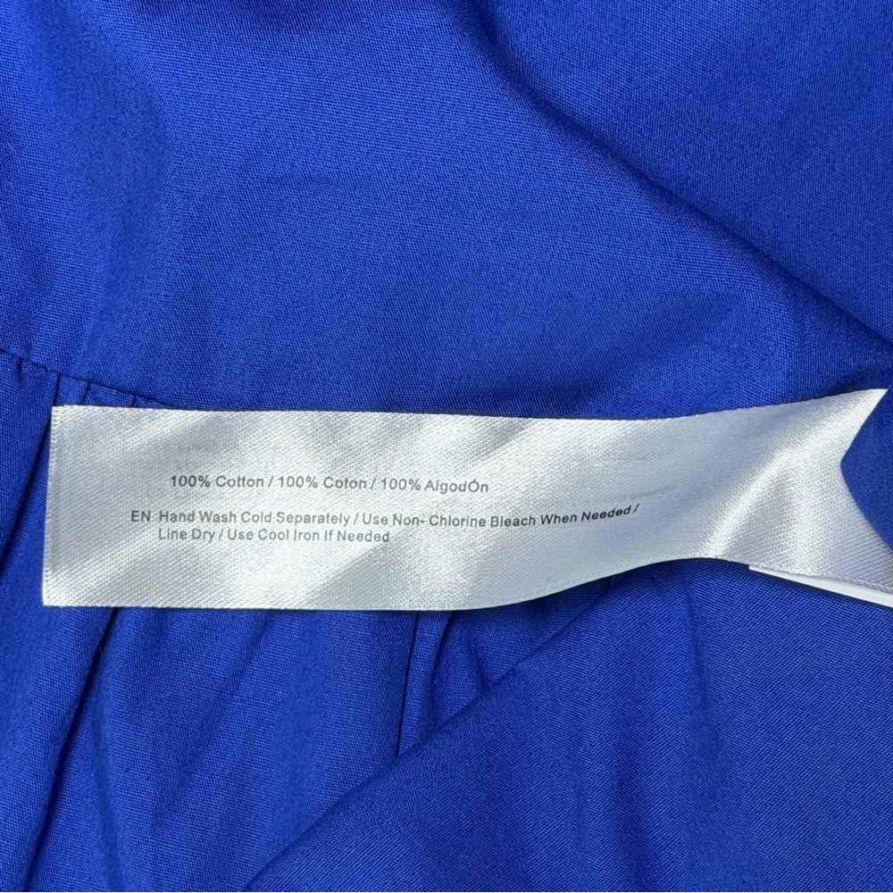 Band of the Free Blue Puff Sleeve Mini Dress Cotton Cobalt Blue Large - Picture 6 of 7